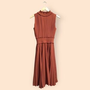 Nanette Lepore Anthropologie Sleeveless Pleated Smocked High Neck Dress Women 6